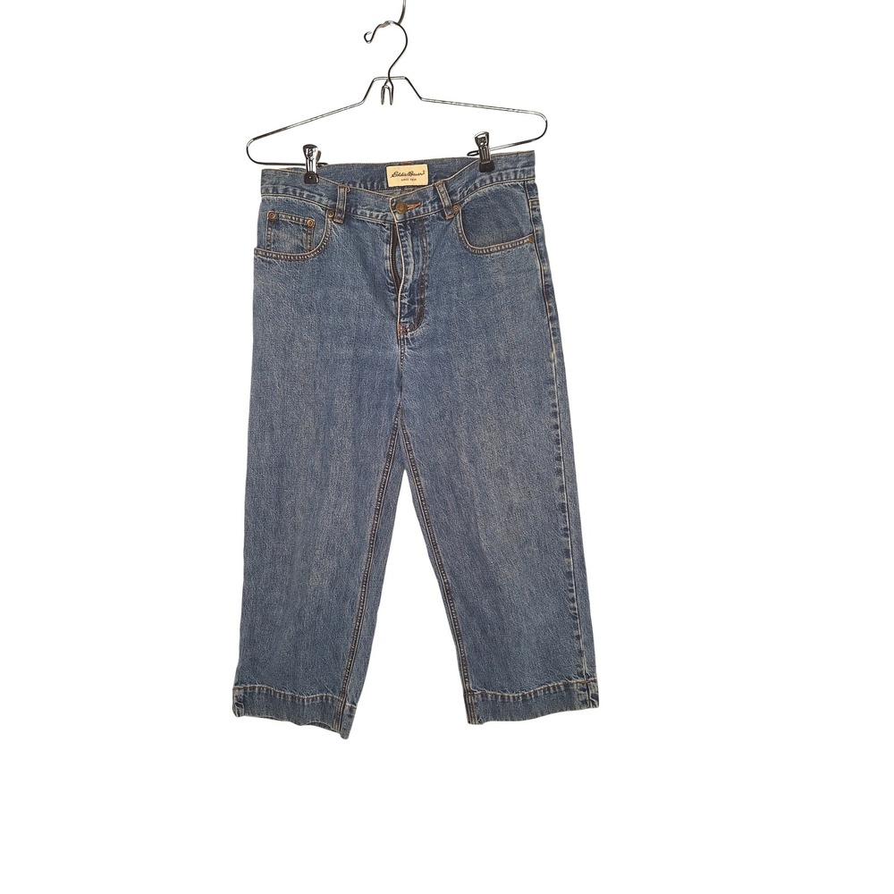 Eddie Bauer Womens Blue Denim Capri Jeans Straight Leg‎ Cotton Size 8